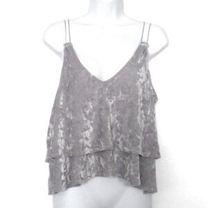 Express One Eleven Strappy Top Gray Velvety Tiered Dressy Cami Stretch EUC Sz M